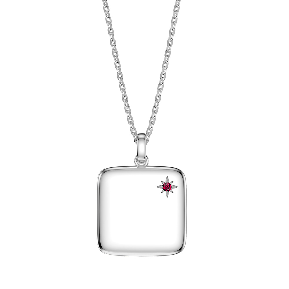 Princess Ruby Platinum plated Silver Square Locket