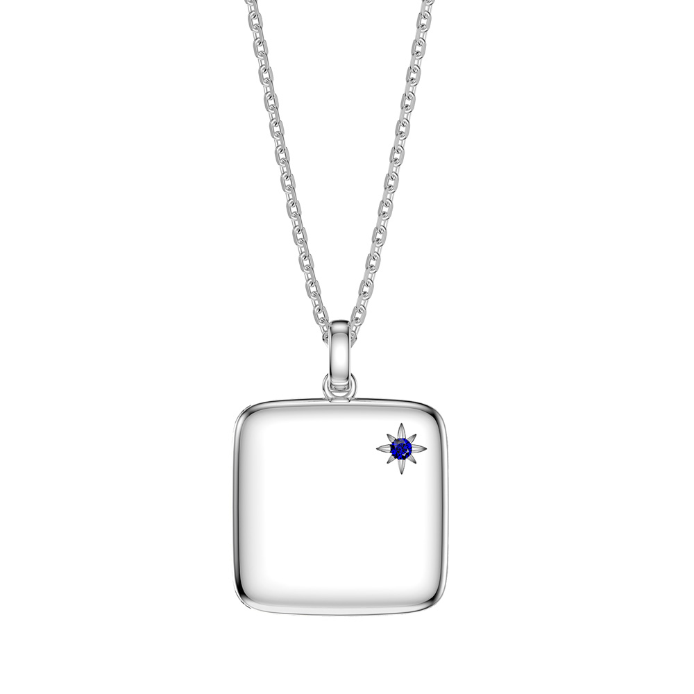 Princess Sapphire Platinum plated Silver Square Locket
