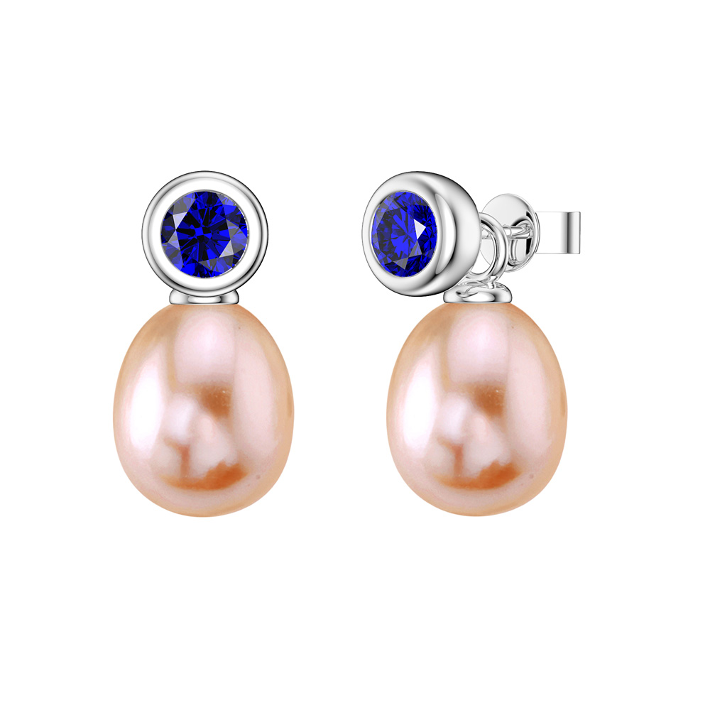 Venus Sapphire Pink Pearl Platinum Plated Silver Drops