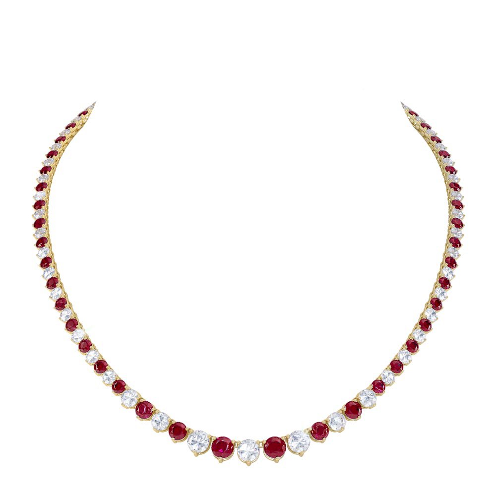 Ruby and Diamond 18ct Yellow Gold Eternity Tennis Necklace