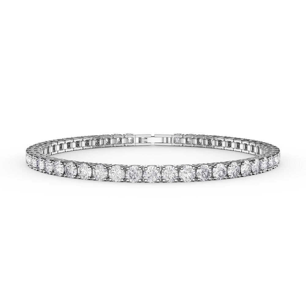 Eternity White Sapphire Platinum plated Silver Tennis Bracelet