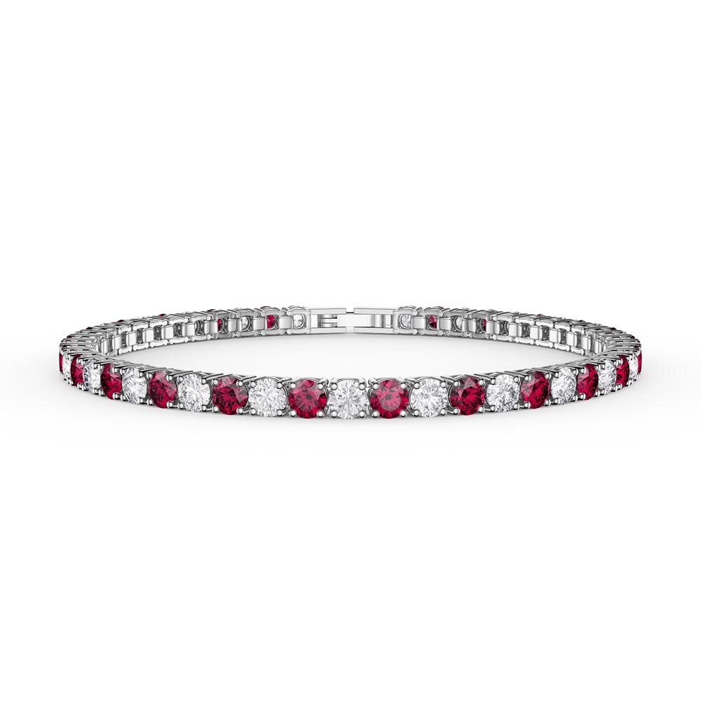 Eternity Ruby Platinum plated Silver Tennis Bracelet