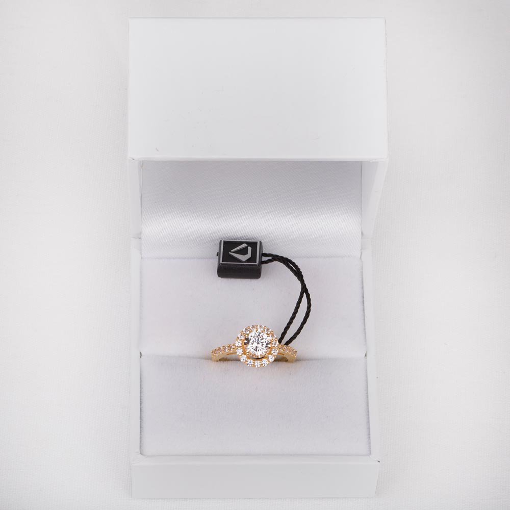 Eternity 1ct Lab Diamond Halo 9ct Yellow Gold Engagement Ring #4