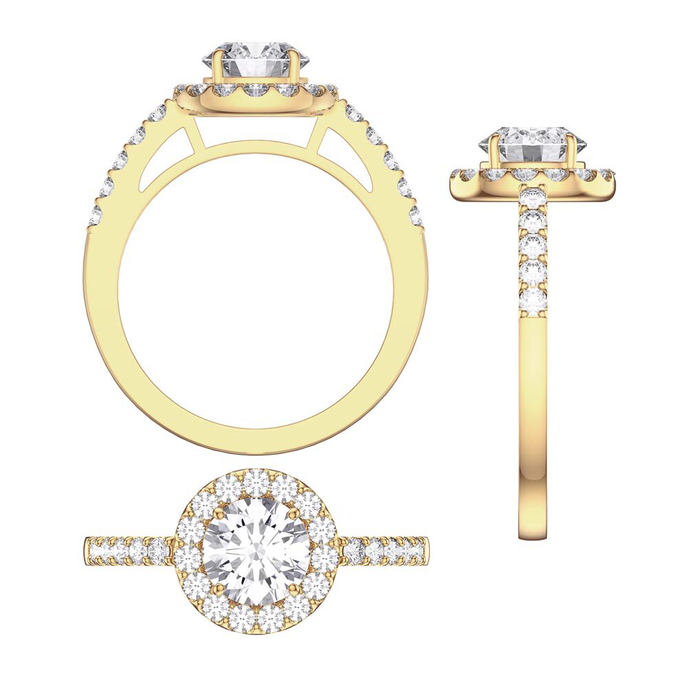 Eternity 1ct Lab Diamond Halo 9ct Yellow Gold Engagement Ring #7