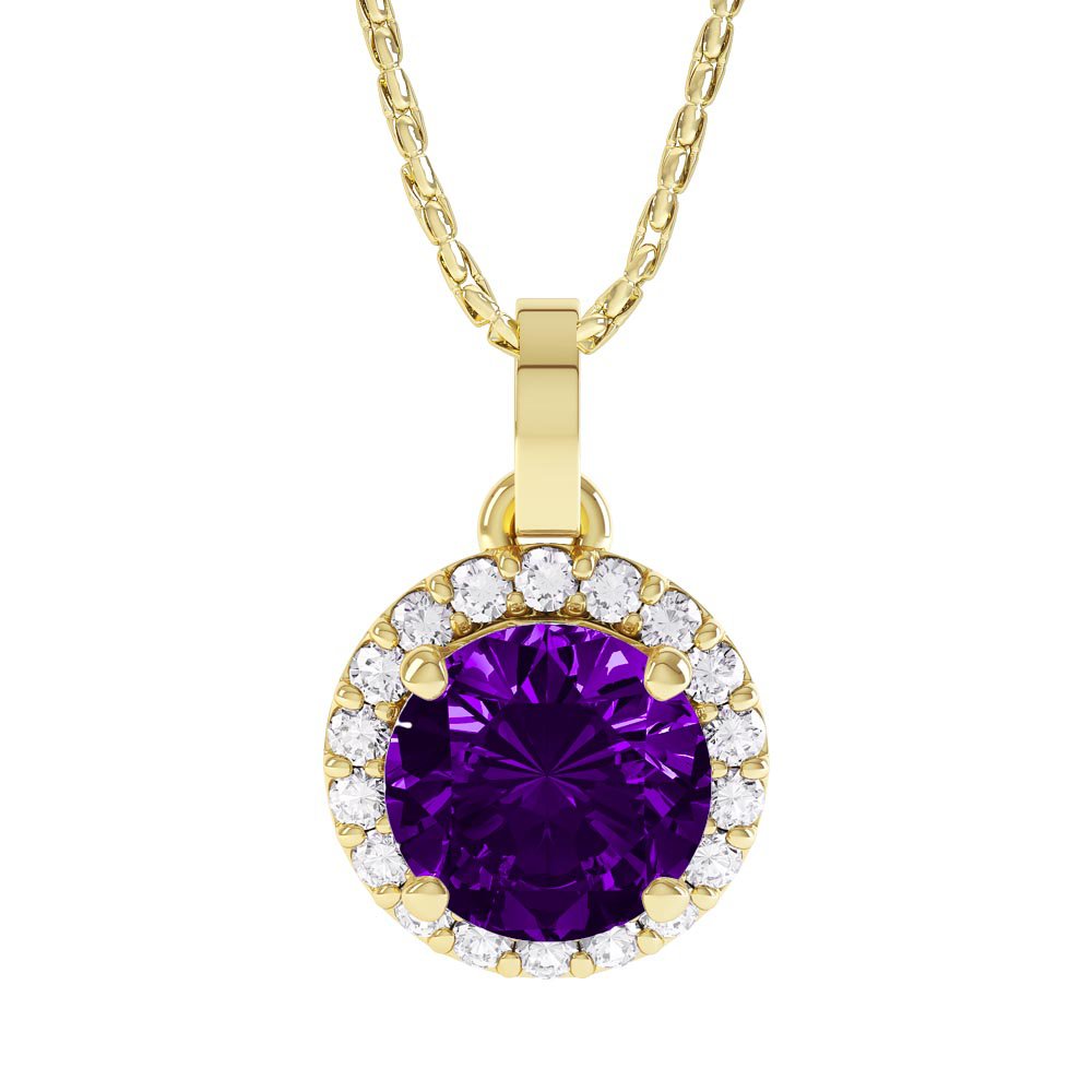 Halo 1ct Amethyst 18ct Gold Vermeil Halo Pendant