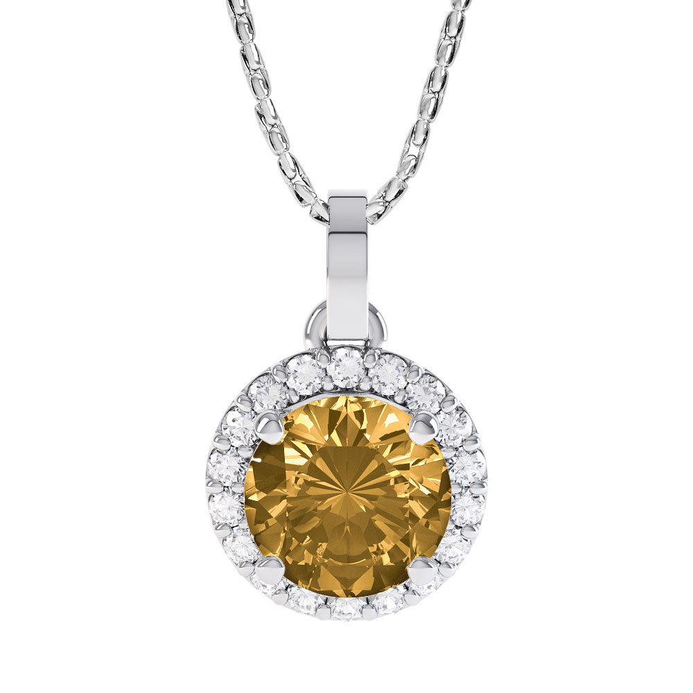 Halo 1ct Citrine Halo Silver Pendant