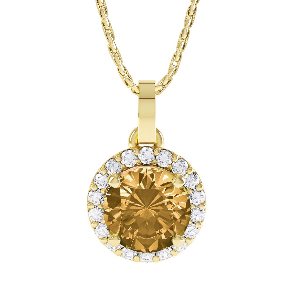 Halo 1ct Citrine Halo Vermeil Pendant