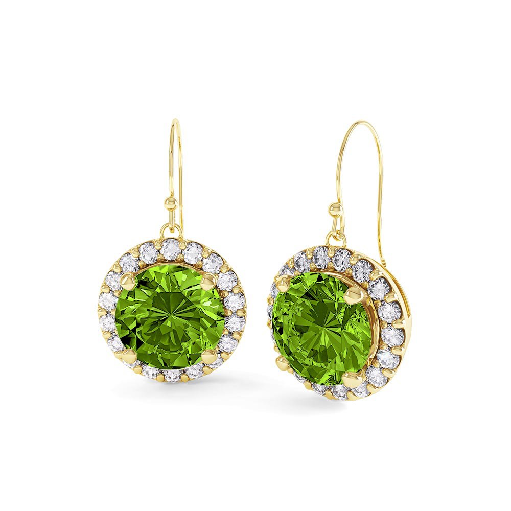 Halo 2ct Peridot Halo Drop 18ct Gold Vermeil Earrings