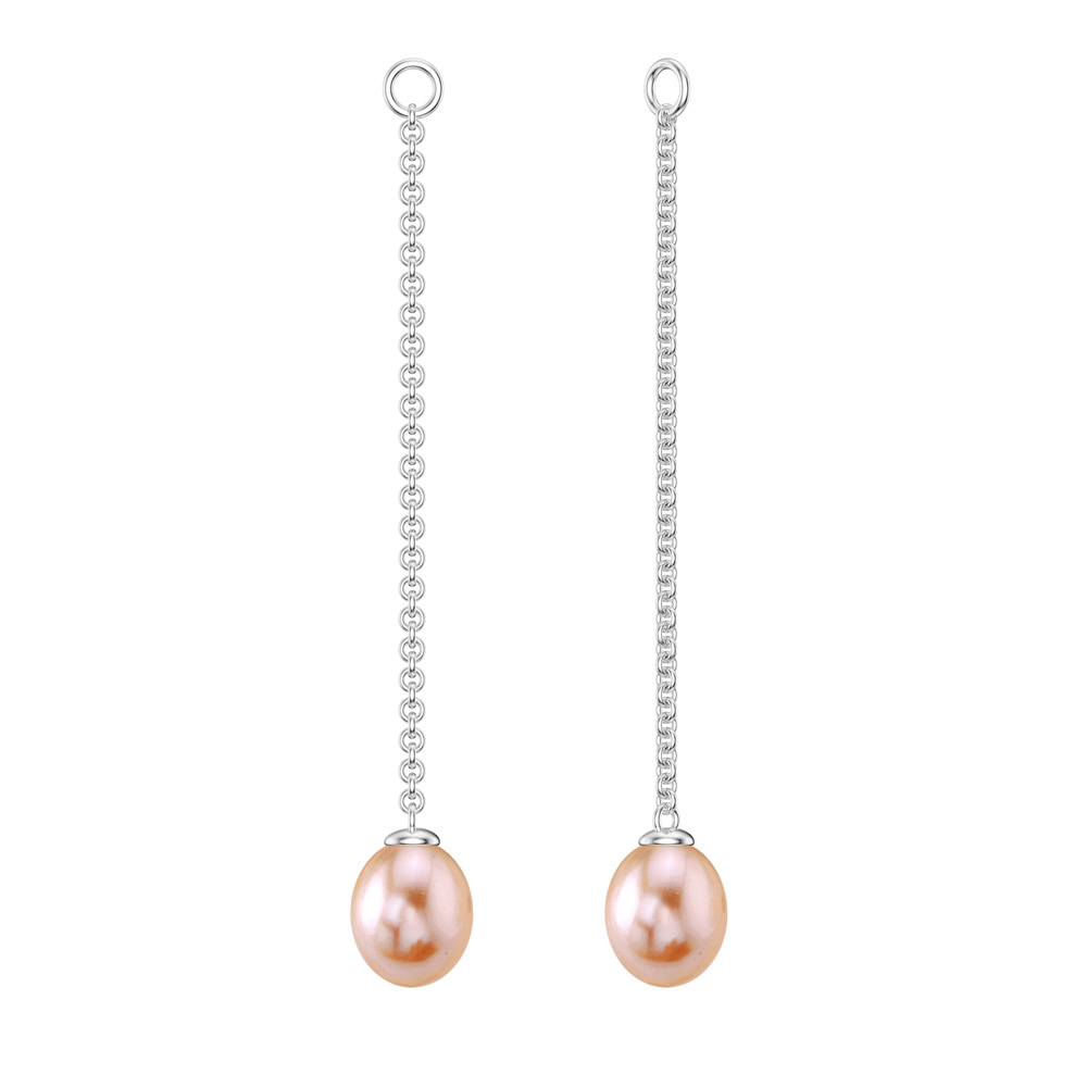Venus Pink Pearl Platinum Plated Silver Dangle Drops