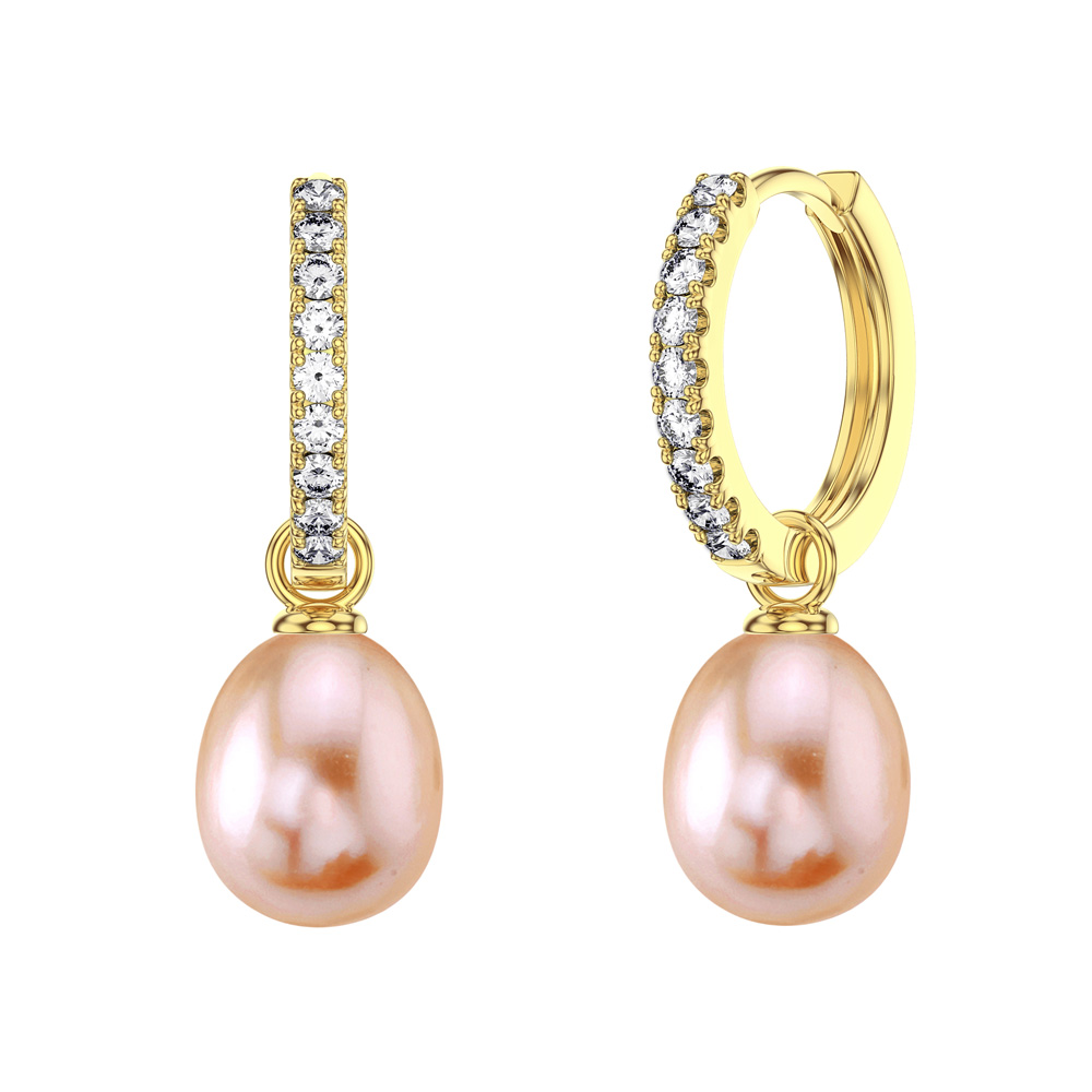 Venus White Sapphire Hoop Pink Pearl Drop 18ct Gold Vermeil Earring Set