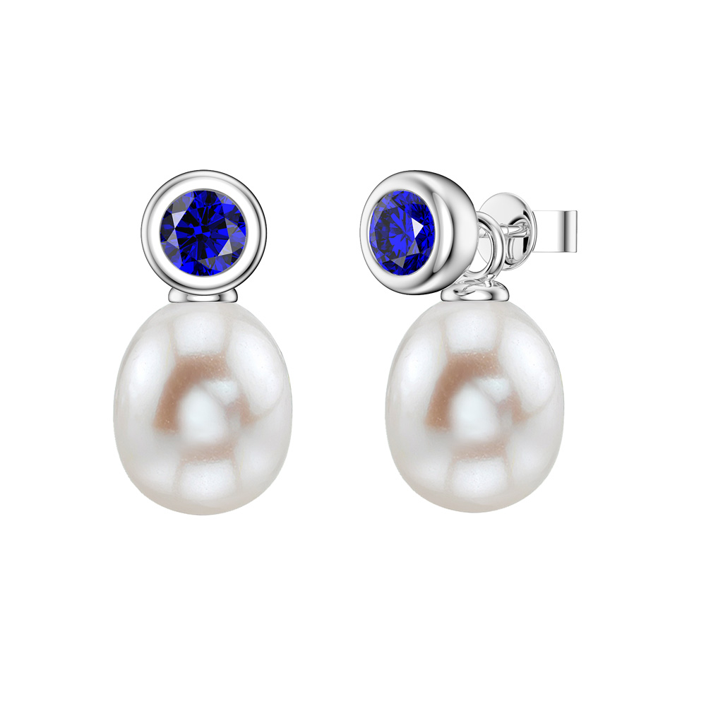Venus Sapphire Pearl Platinum Plated Silver Drops