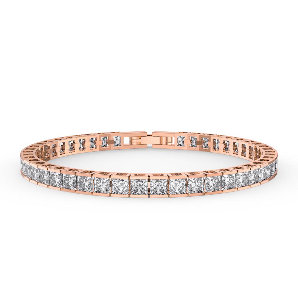 Princess CZ Diamond 18ct Rose Gold Vermeil Tennis Bracelet