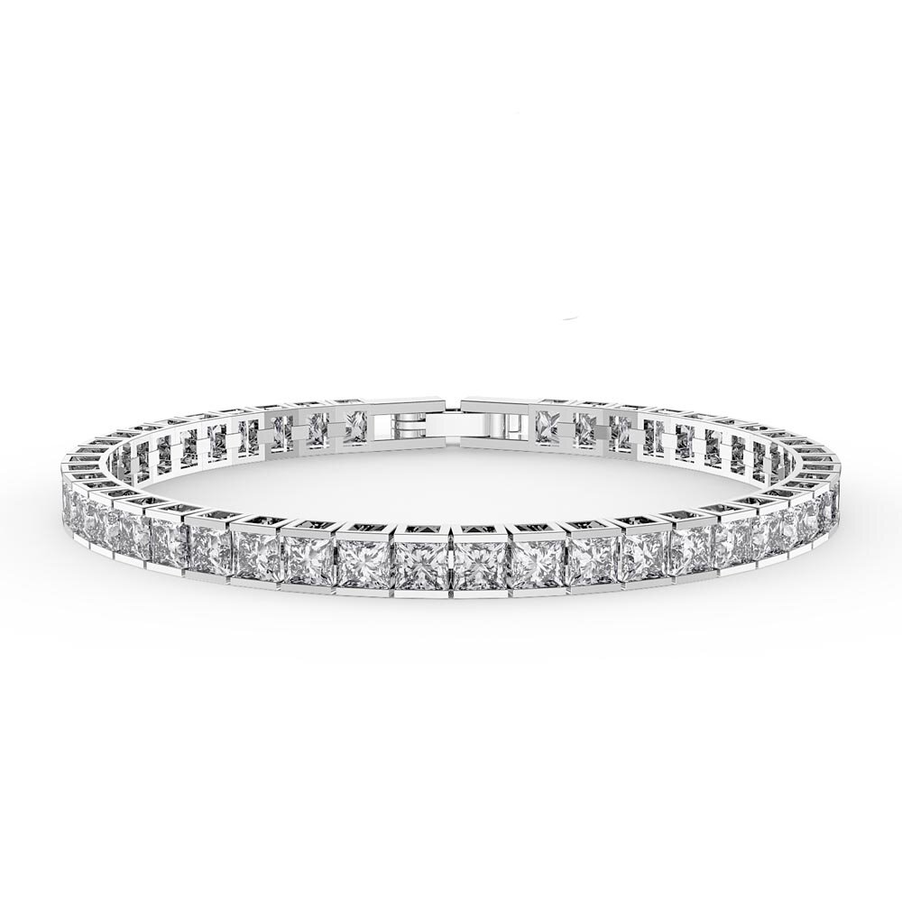 Princess Diamond CZ Rhodium plated Silver Tennis Bracelet
