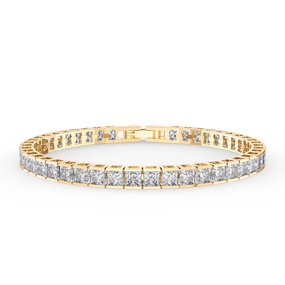 Princess White Sapphire 18ct Gold Vermeil Tennis Bracelet