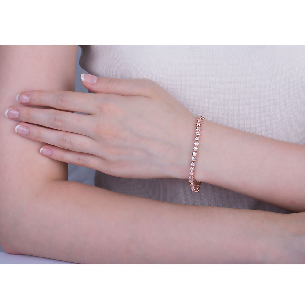 Infinity Diamond CZ 18ct Rose Gold Vermeil Tennis Bracelet #2