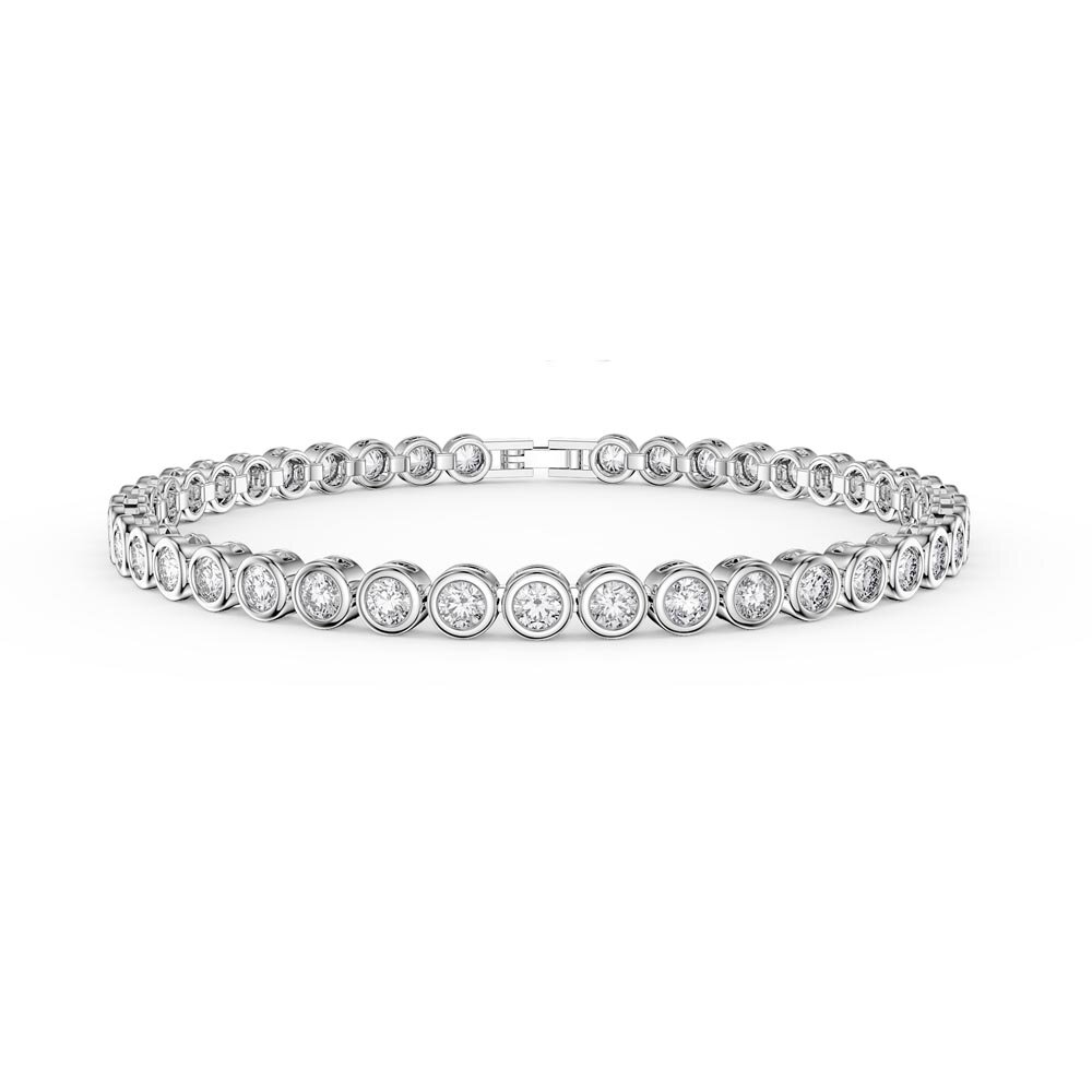 Infinity White Sapphire Platinum plated Silver Tennis Bracelet
