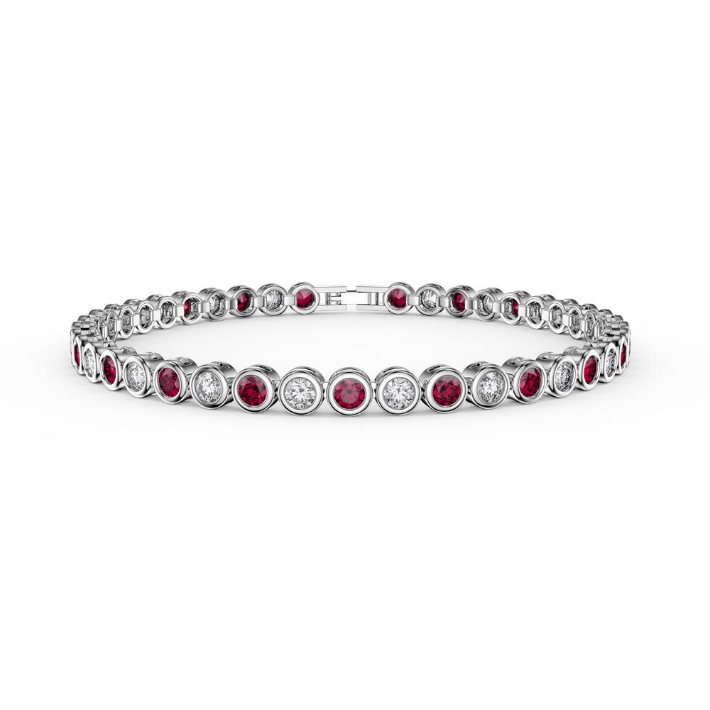 Infinity Ruby Platinum plated Silver Tennis Bracelet