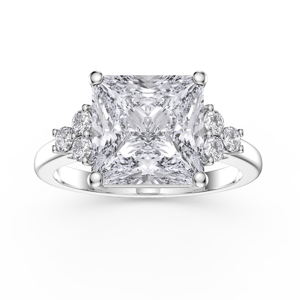 Radiant 4ct Princess Moissanite Platinum Engagement Ring
