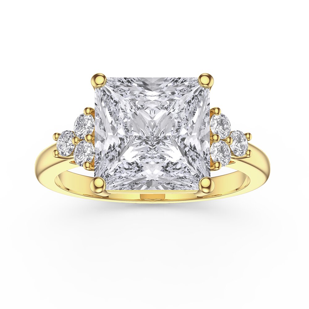 Radiant 4ct Princess Moissanite 9ct Yellow Gold Proposal Ring
