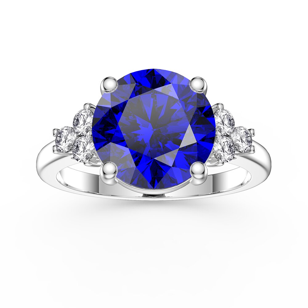 Radiant 3ct Sapphire and Lab Diamond Platinum Engagement Ring