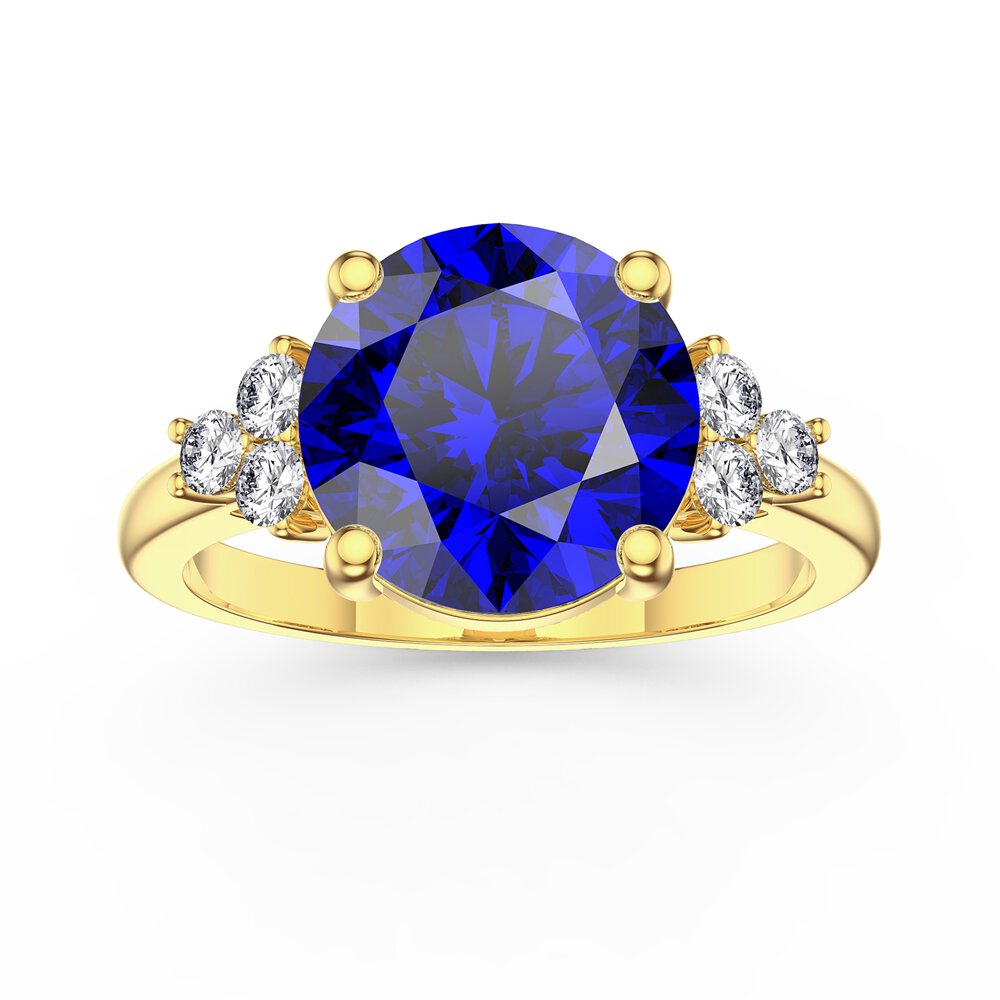 Radiant 3ct Sapphire and Moissanite 9ct Yellow Gold Proposal Ring