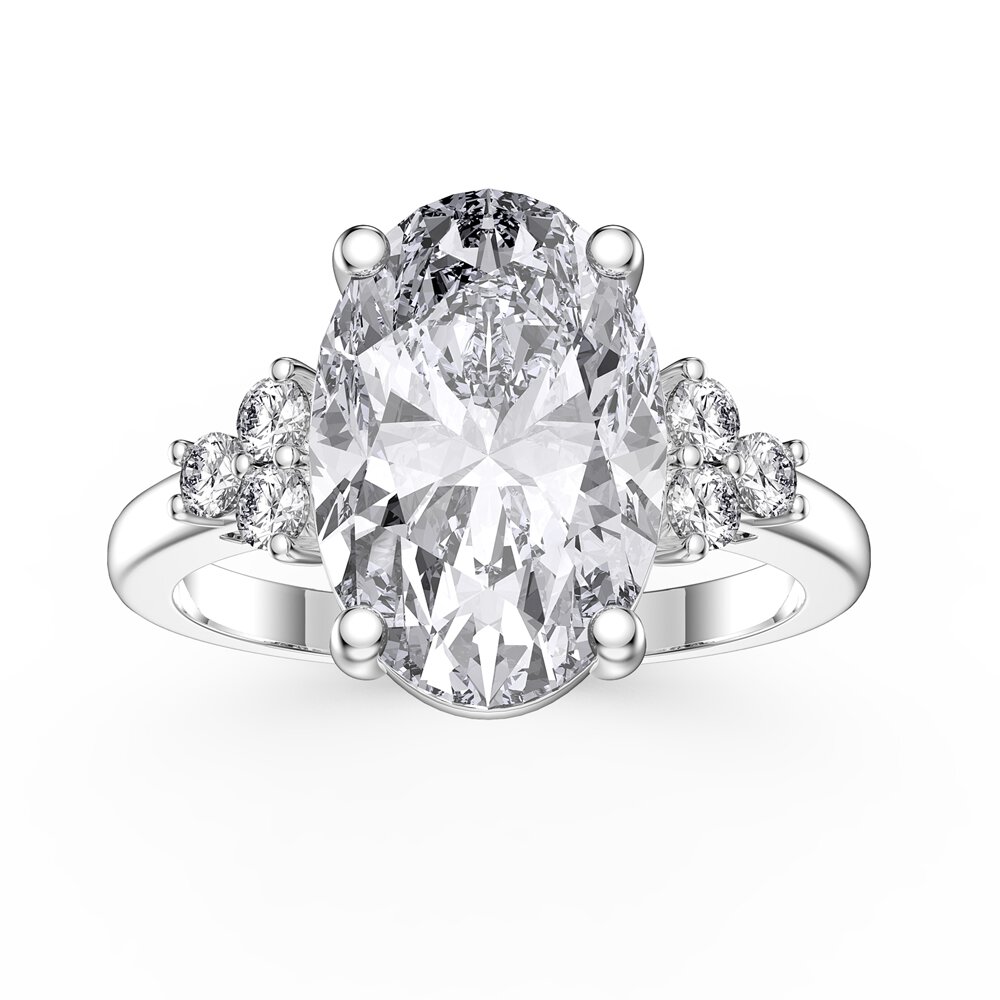 Radiant 3.5ct Oval Moissanite Platinum plated Silver Proposal Ring