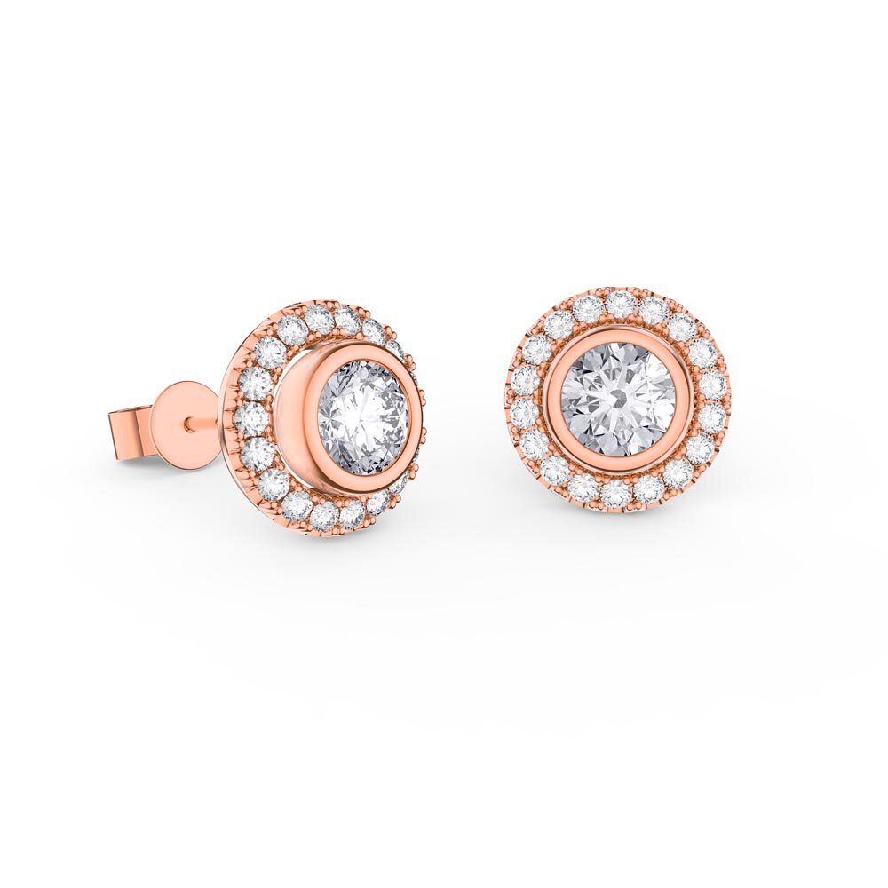 Infinity Moissanite 18ct Rose Gold Stud Earrings Halo Jacket Set #2