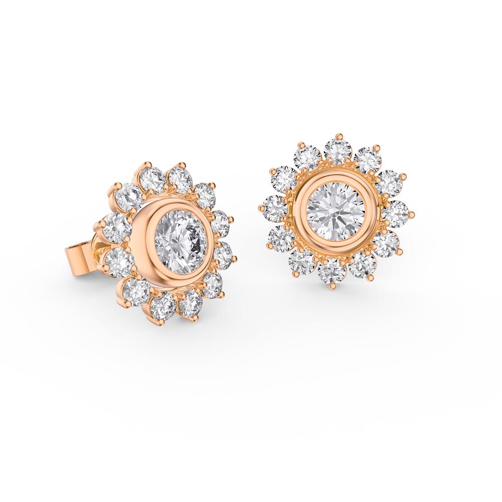 Infinity White Sapphire 18ct Rose Gold Vermeil Stud Starburst Earrings Halo Jacket Set #2
