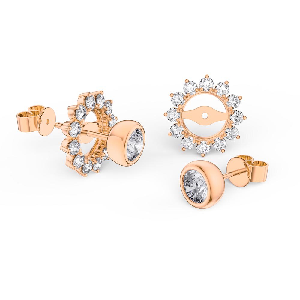 Infinity White Sapphire 18ct Rose Gold Vermeil Stud Starburst Earrings Halo Jacket Set
