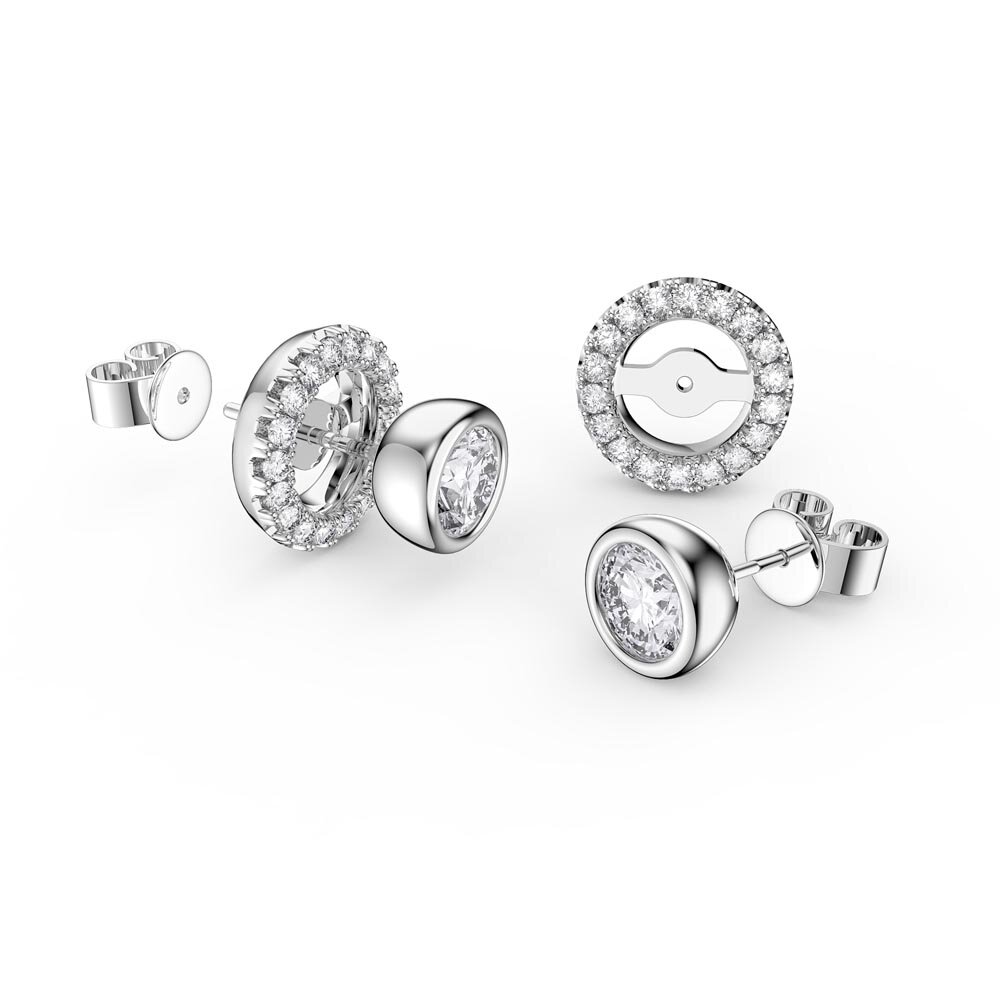 Infinity White Sapphire 9ct White Gold Stud Earrings Halo Jacket Set