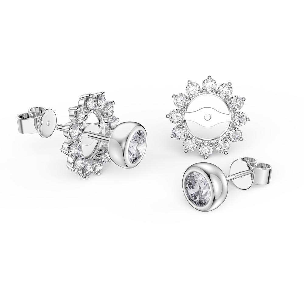 Infinity Diamond 18ct White Gold Stud Starburst Earrings Halo Jacket Set