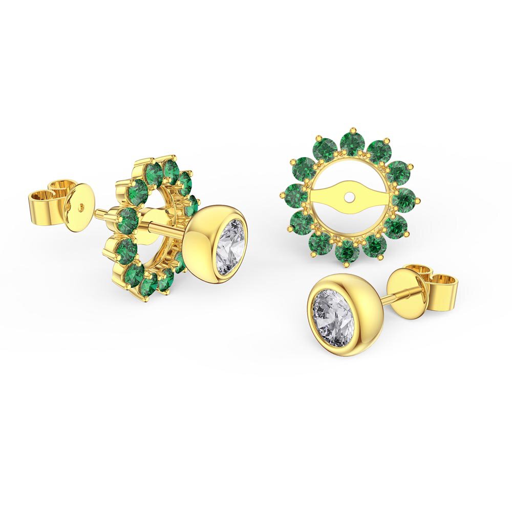Infinity White Sapphire 18ct Gold Vermeil Stud Earrings Emerald Halo Jacket Set