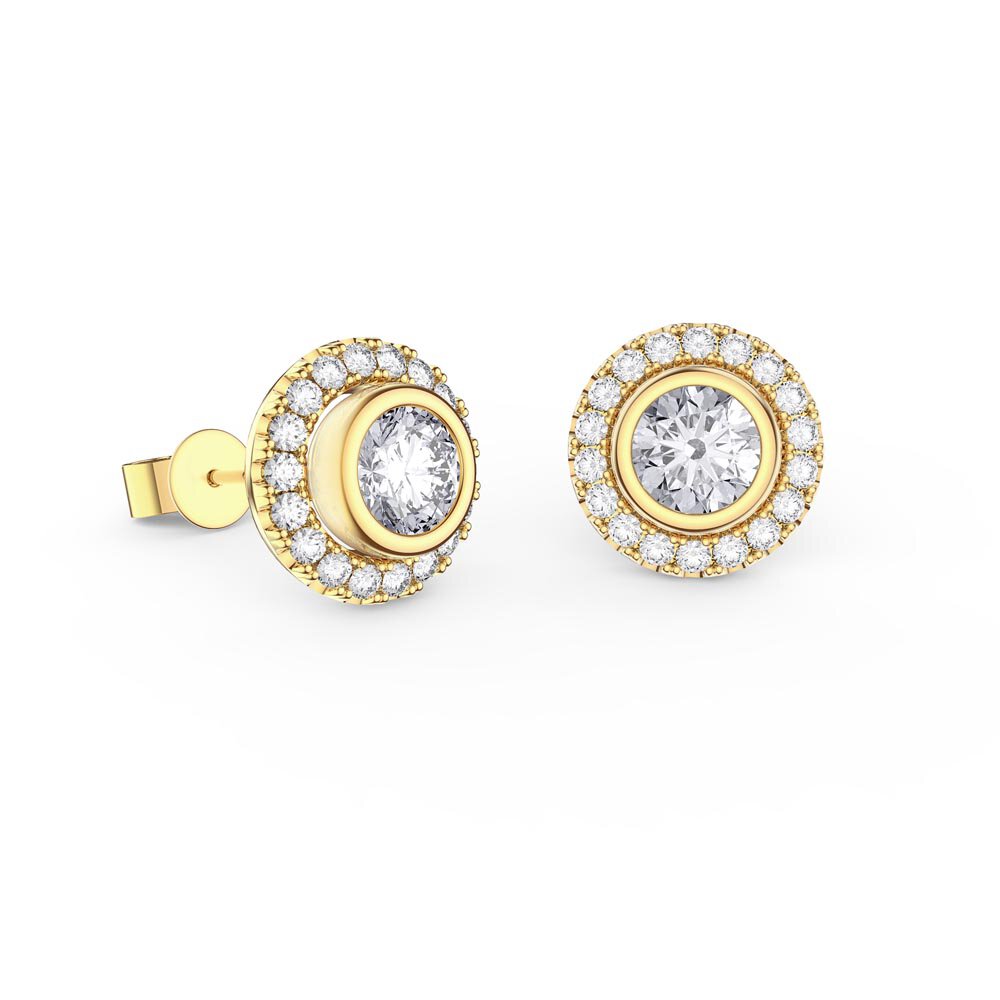Infinity White Sapphire 18ct Gold Vermeil Stud Earrings Halo Jacket Set #2