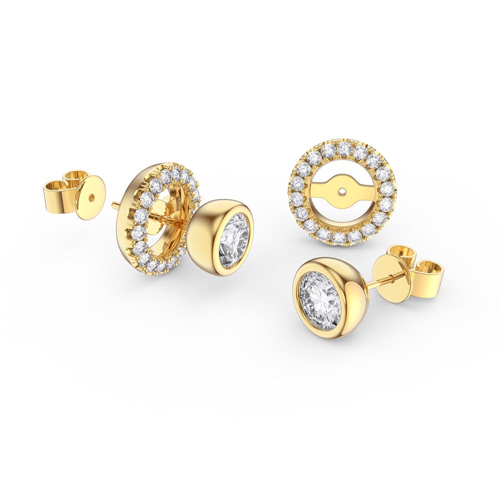 Infinity White Sapphire 18ct Gold Vermeil Stud Earrings Halo Jacket Set