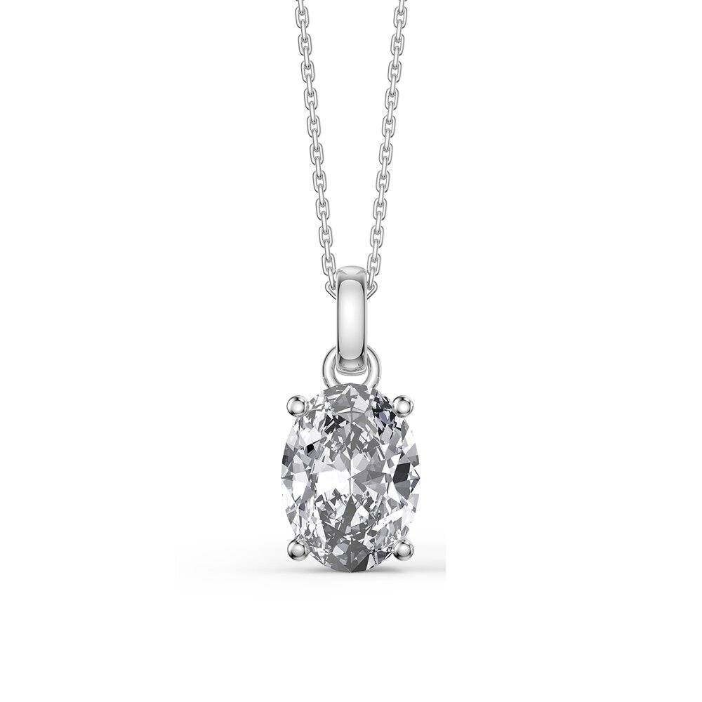 Eternity Oval White Sapphire Platinum plated Silver Pendant