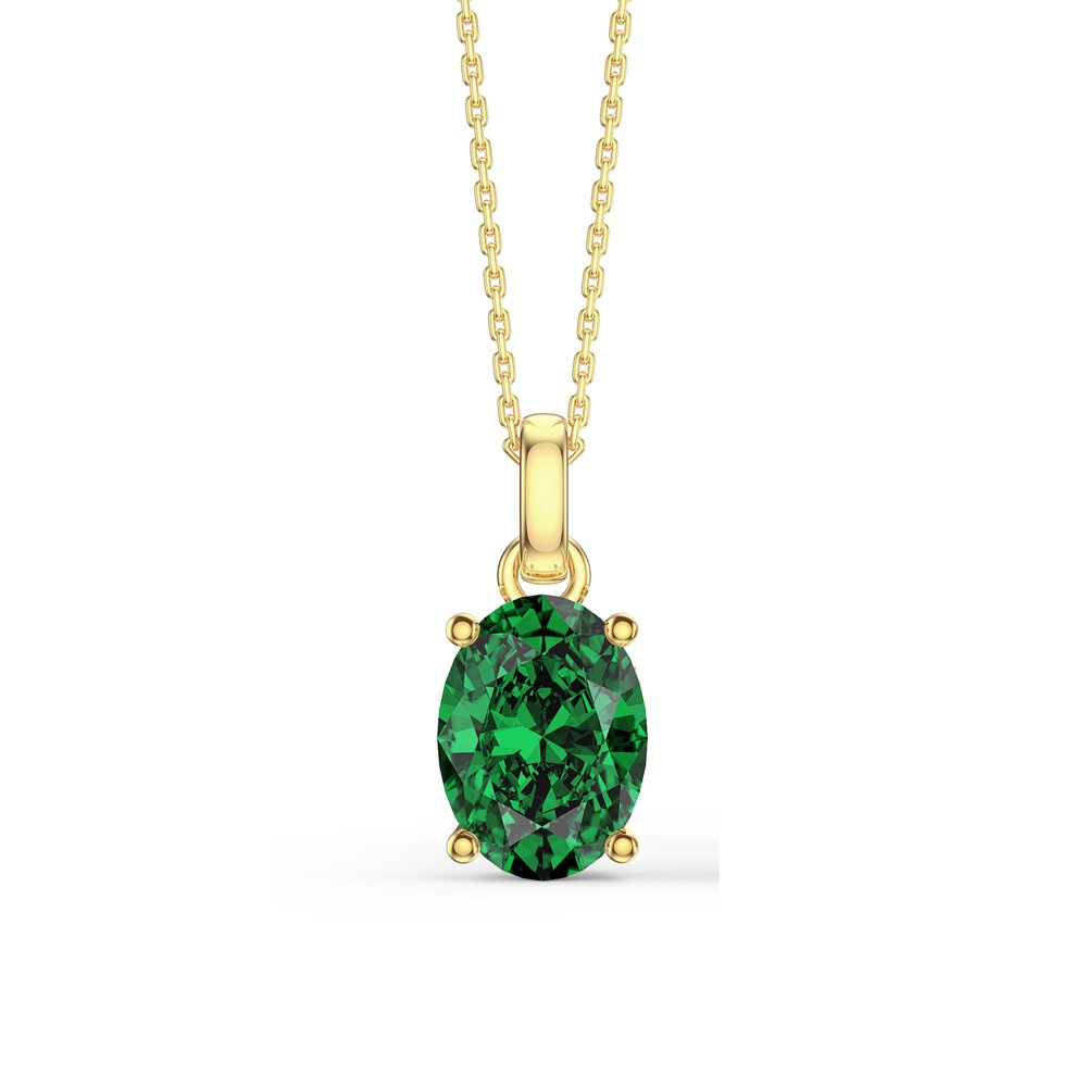Eternity Oval Emerald 18ct Gold Vermeil Pendant