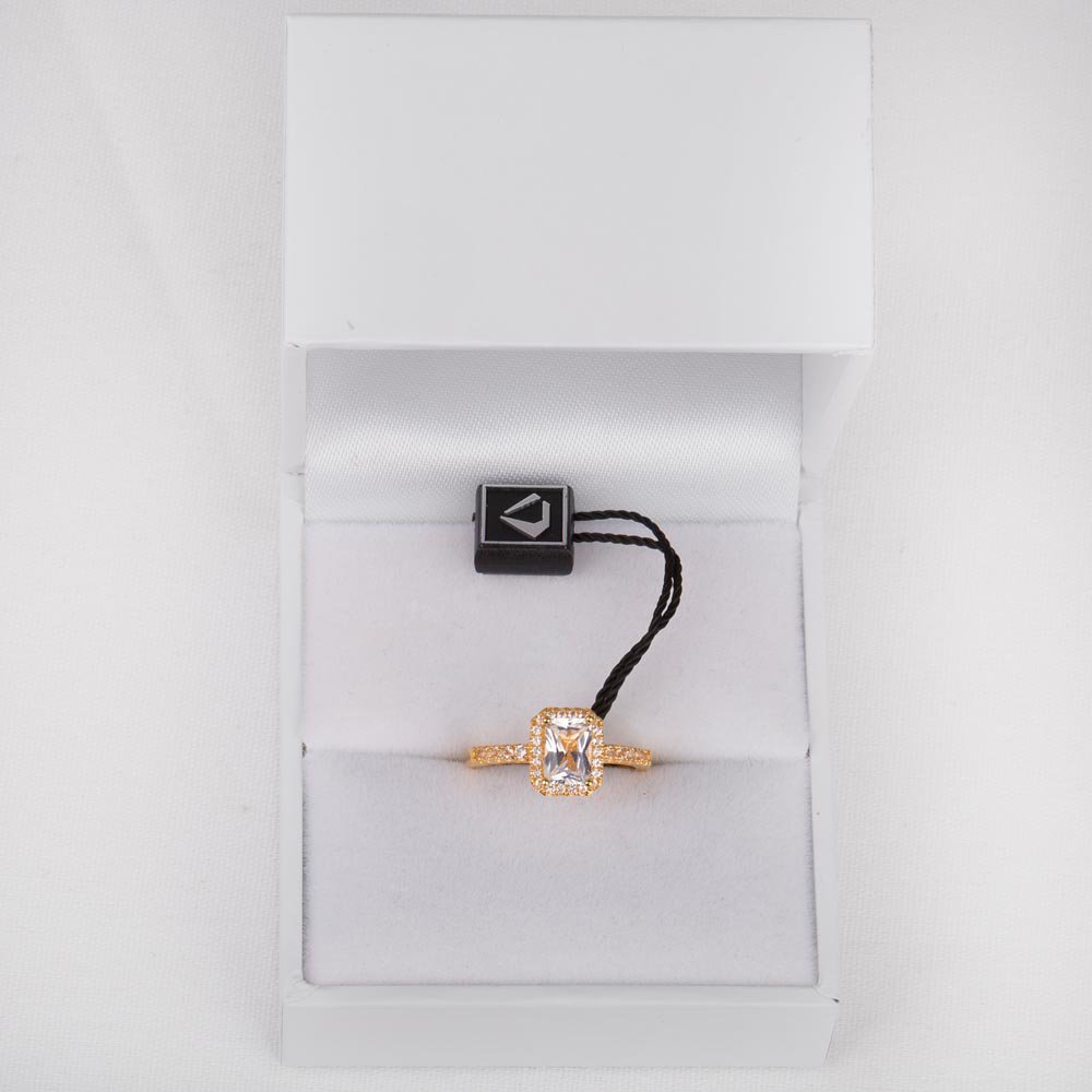 Princess Emerald Cut Lab Diamond Halo 9ct Yellow Gold Engagement Ring #3