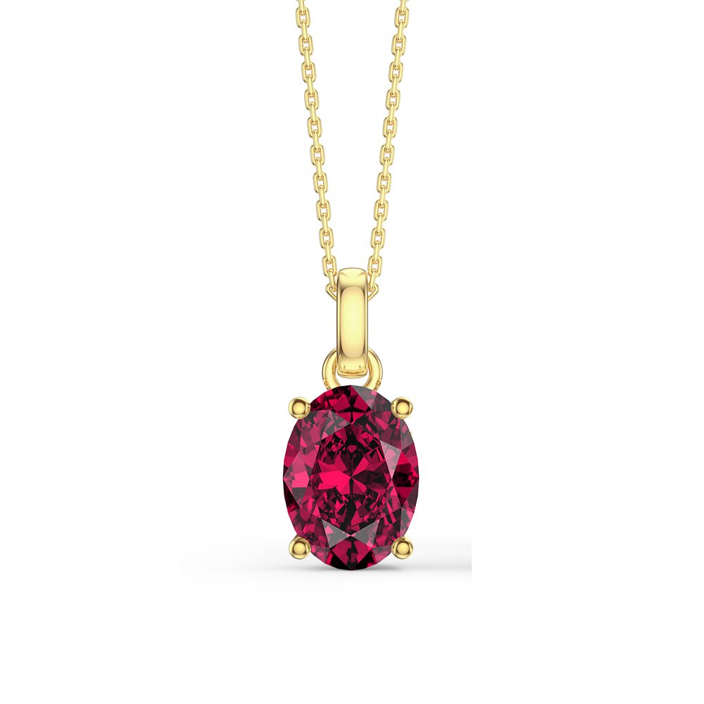 Eternity Oval Ruby 18ct Gold Vermeil Silver Pendant