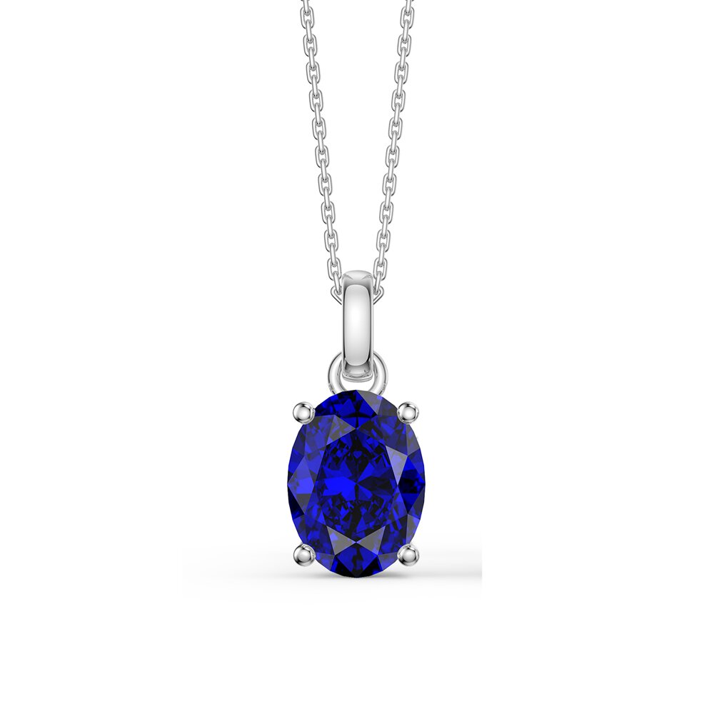 Eternity Oval Sapphire Platinum plated Silver Pendant