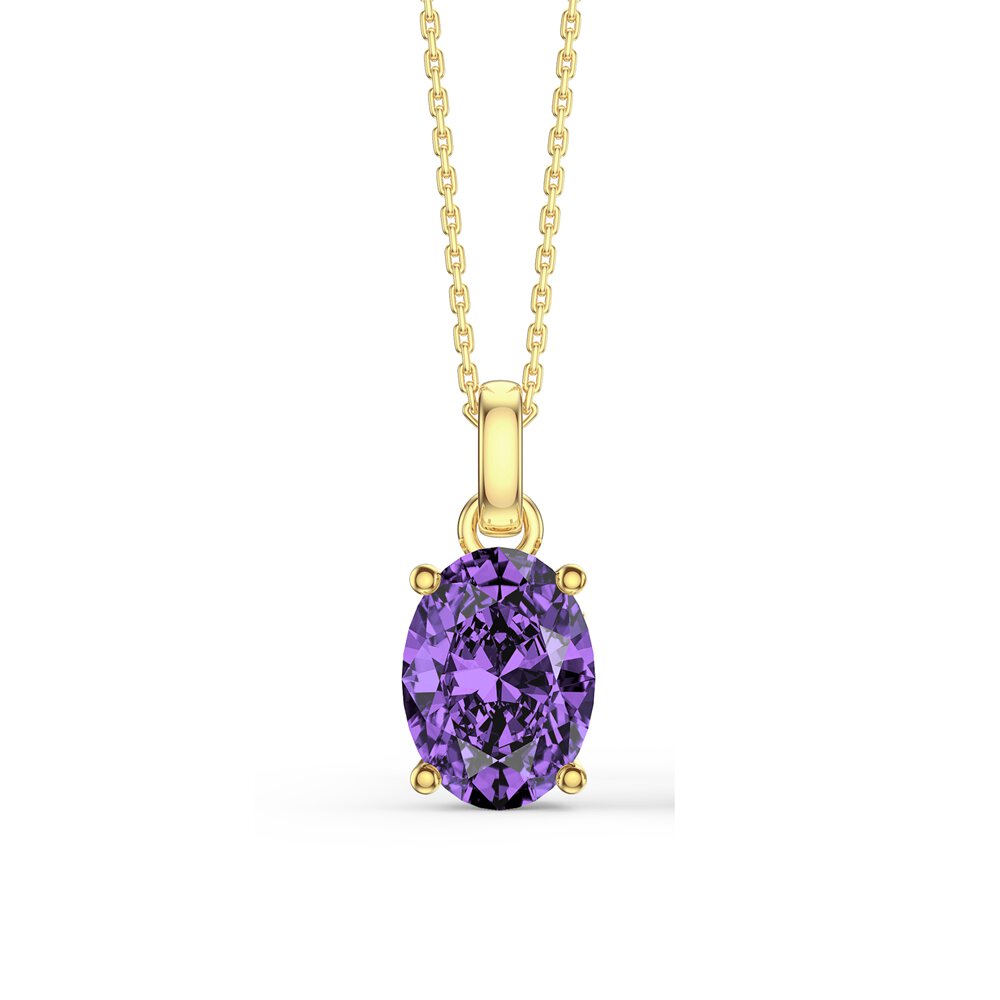 Eternity Oval Amethyst 18ct Gold Vermeil Pendant