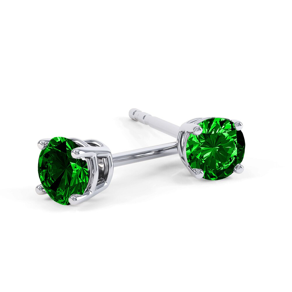Charisma 2ct Emerald Platinum Plated Silver Stud Earrings