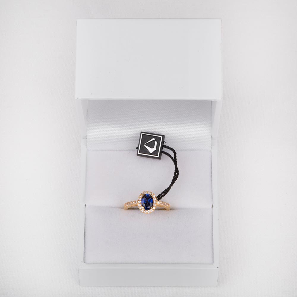 Eternity Sapphire and Diamond Oval Halo 18ct Yellow Gold Engagement Ring #5