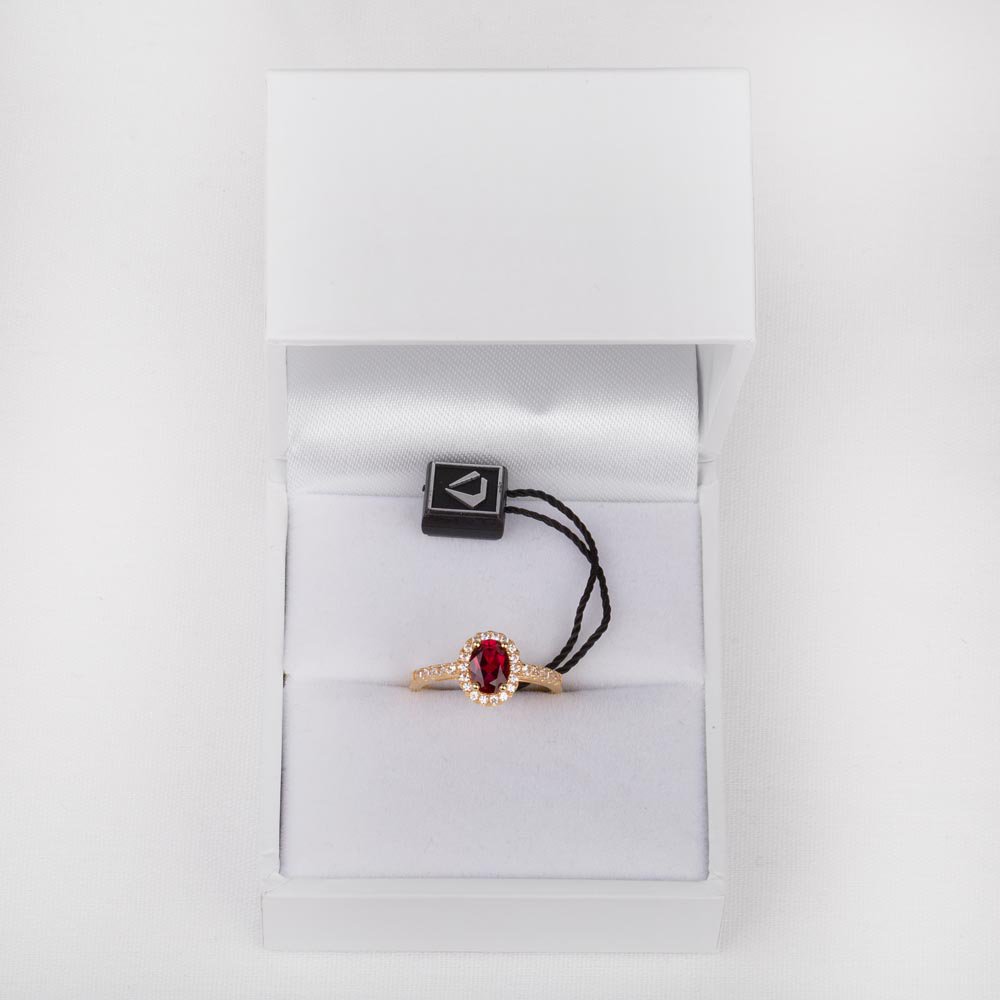 Eternity Ruby and Diamond Oval Halo 18ct Yellow Gold Engagement Ring #4