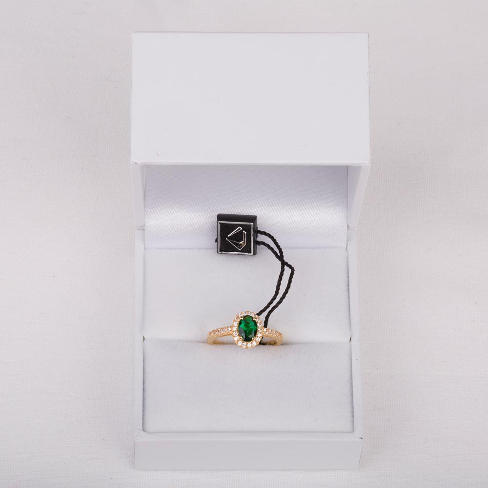 Eternity Emerald Oval Lab Diamond Halo 9ct Yellow Gold Proposal Ring #5