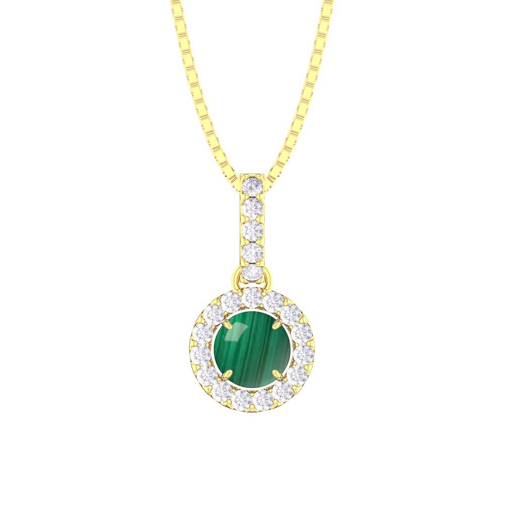Halo Malachite 18ct Gold Vermeil Pendant