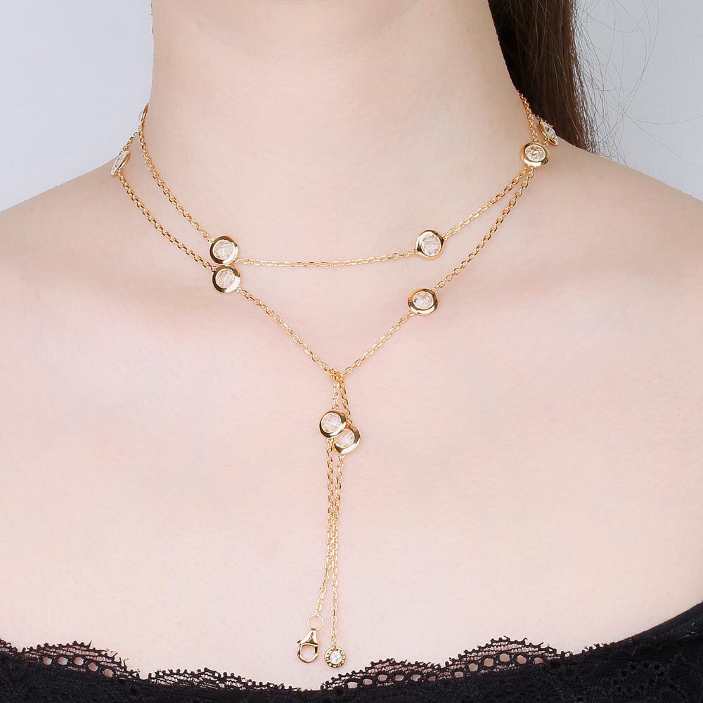 White Sapphire By the Yard 18ct Gold Vermeil Necklace #5