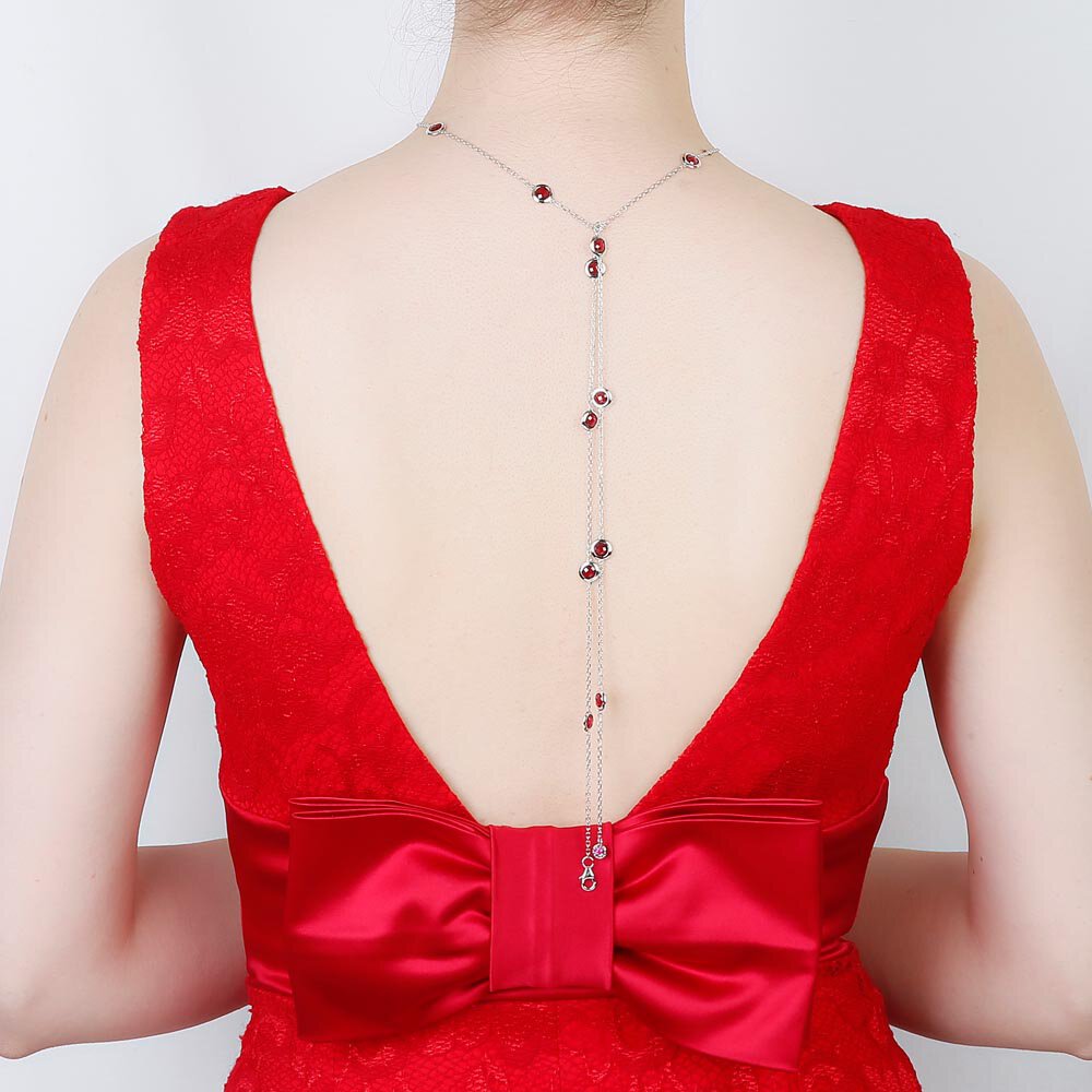 Ruby By the Yard Platinum plated Silver Necklace #5