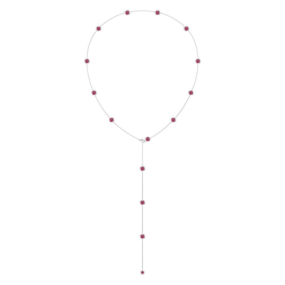 Ruby By the Yard Platinum plated Silver Necklace #2