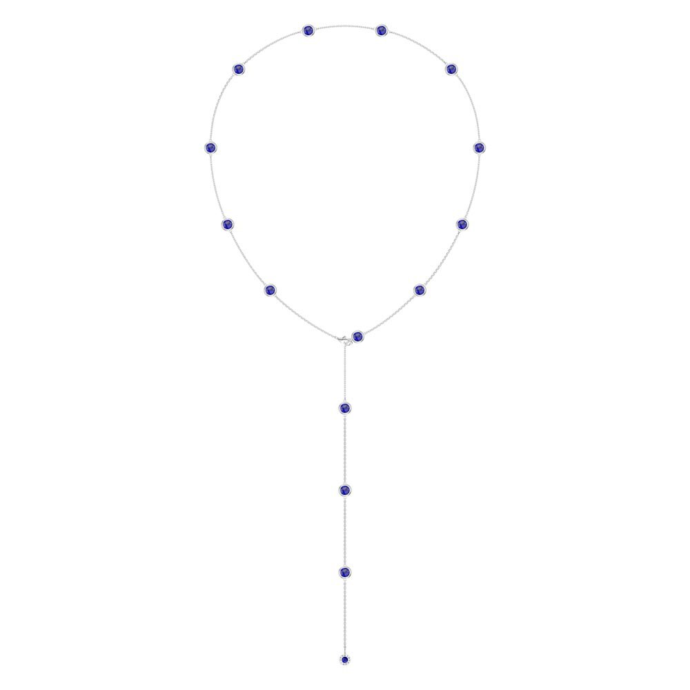Sapphire By the Yard Platinum plated Silver Necklace #2
