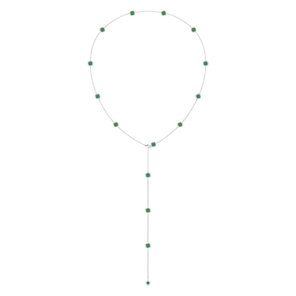 Emerald By the Yard Platinum plated Silver Necklace #2